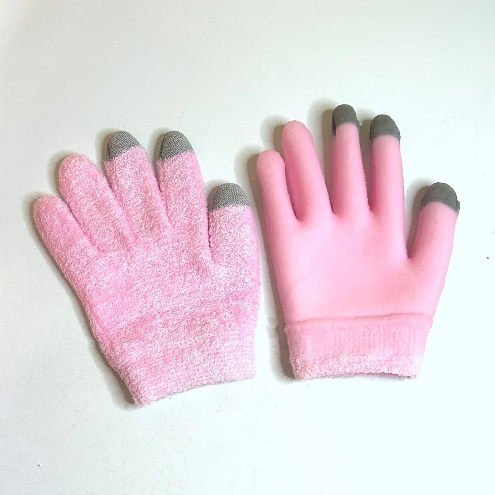 Pink Touchscreen Silicone Moisturizing Gloves
